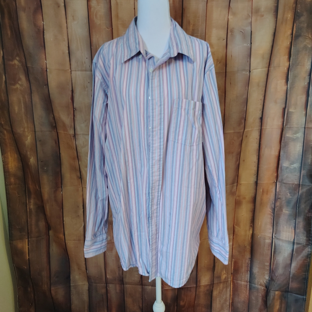 Sonoma Men's Casual Striped Shirt - Blue and Pink
